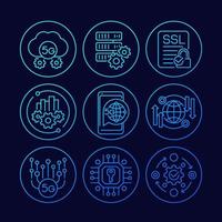 5G network technology line icons set vector