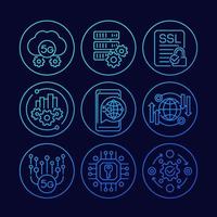 5G network technology line icons set vector