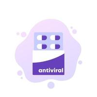 Pastillas antivirales, icono de vector de medicina