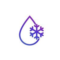 drop with snowflake, frozen water, ice icon vector