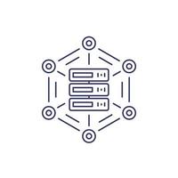 mainframe, server, hosting service line icon on white vector