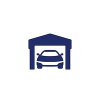 Garage and car icon on white, vector