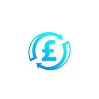 cash back, refund and exchange icon with pound vector
