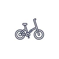 icono de línea de bicicleta plegable en blanco vector