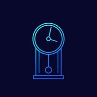 icono de vector de línea de reloj de pared retro