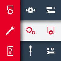 settings, configuration, preferences icons on geometric background vector