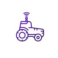 autonomous tractor, agrimotor line icon vector