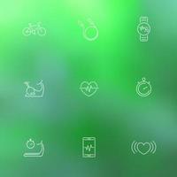 cardio, heart training, fitness, health line icons vector