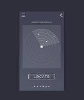 Search app, radar, mobile ui vector