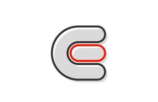 Icono de diseño de logotipo de alfabeto letra e gris rojo negro para empresa vector
