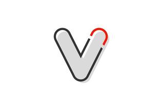 black red grey letter V alphabet logo design icon for company vector