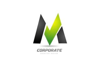 negro, verde, logotipo, letra m, alfabeto, diseño, icono, para, empresa / negocio vector