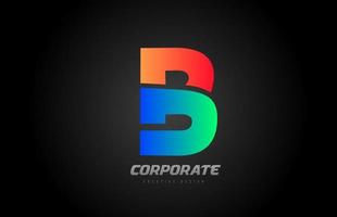 blue orange letter B alphabet logo design icon for company vector