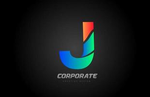 blue orange letter J alphabet logo design icon for company vector