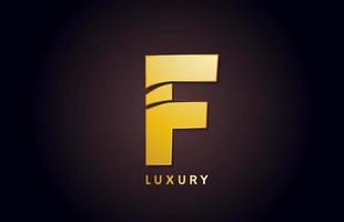 golden F luxury alphabet letter logo design icon for business vector