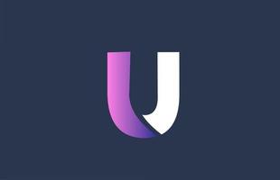 pink alphabet blue U letter logo design icon for company business vector