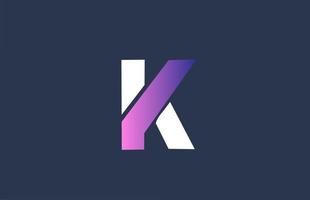 pink alphabet blue K letter logo design icon for company business vector