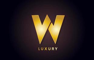 golden W luxury alphabet letter logo design icon for business vector