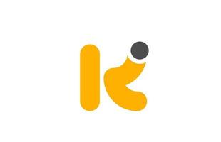 letra k, logotipo, alfabeto, diseño, icono, para, negocio, amarillo, gris vector