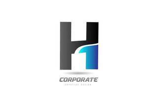 blue black alphabet letter H logo icon design for business vector