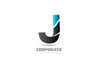 blue black alphabet letter J logo icon design for business vector