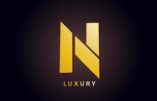 golden N luxury alphabet letter logo design icon for business vector