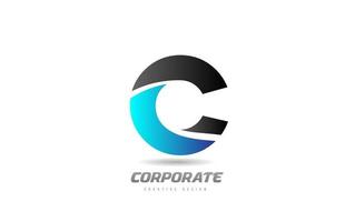 Diseño de icono de logotipo de letra c del alfabeto negro azul para negocios vector