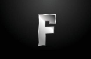 Plantilla de diseño de icono de logotipo de letra f del alfabeto de metal plateado vector