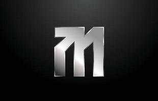 Plantilla de diseño de icono de logotipo de letra m del alfabeto de metal plateado vector