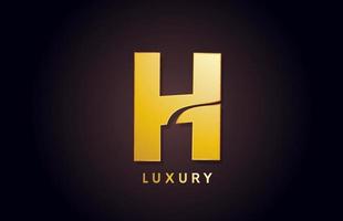 golden H luxury alphabet letter logo design icon for business vector