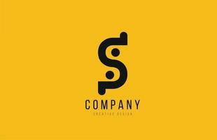 S letra del alfabeto negro amarillo para el diseño del icono del logotipo de la empresa vector