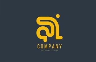 amarillo una letra del alfabeto para el logotipo de la empresa o el diseño de iconos de logotipo vector