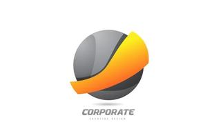 orange grey 3d sphere corporate business creative logo icon design vector