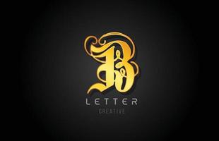 B gold golden letter alphabet design for logo company icon vector