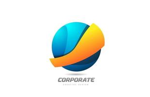 orange blue 3d sphere corporate business creative logo icon design vector