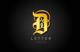 D gold golden letter alphabet design for logo company icon vector