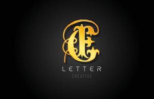 E gold golden letter alphabet design for logo company icon vector