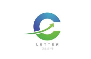 green blue swoosh arrow letter alphabet C for company logo icon design vector