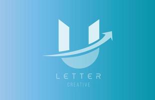 U alphabet letter logo in blue white color for icon design template vector