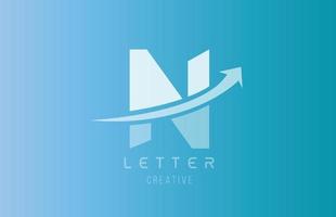 Logotipo de la letra del alfabeto n en color blanco azul para la plantilla de diseño de iconos vector