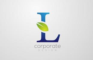 green leaf alphabet letter L logo icon design template vector