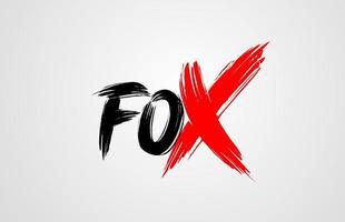 fox grunge brush stroke word text for typography icon logo design vector