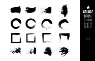 grunge brush black paint ink stroke set design template vector