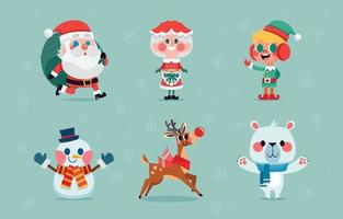 Set of christmas characters 1406367 Vector Art at Vecteezy