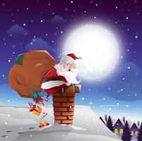 Santa Claus on The Roof Concept vector
