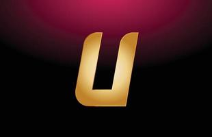 golden metal alphabet letter U logo company icon design vector