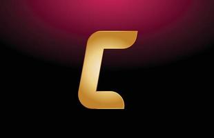 Diseño de icono de empresa de logotipo de letra c del alfabeto de metal dorado vector
