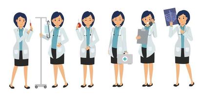 Female Doctor character with varieties of medical equipment