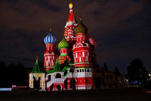 Saint Basils Cathedral in Moscow during night photo