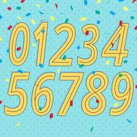 Set of numbers with retro 80s-90s design style elements vector